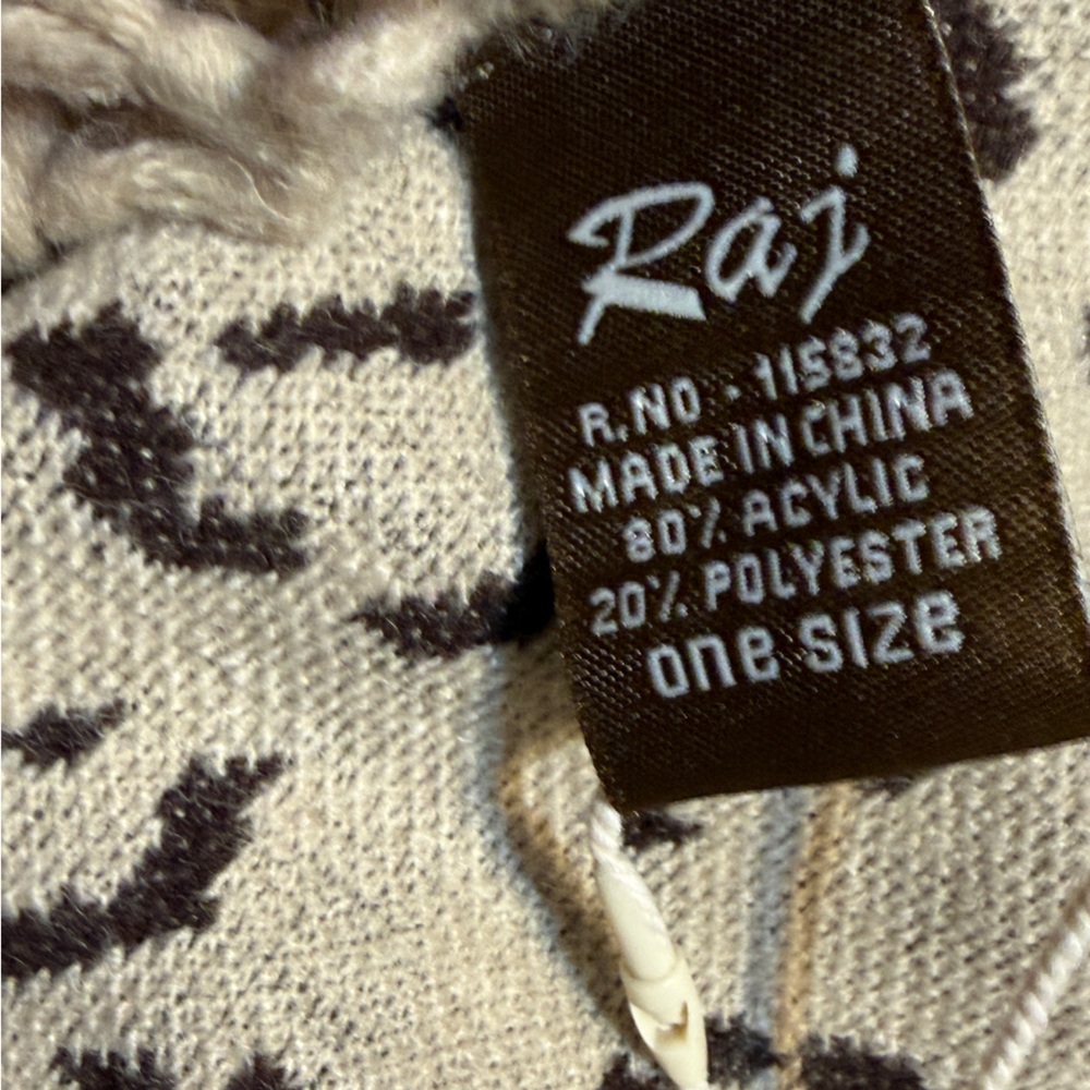 RAJ Boho Leopard Fringe Vest Duster Open Front Festival Kimono One Size NWT - Picture 6 of 9